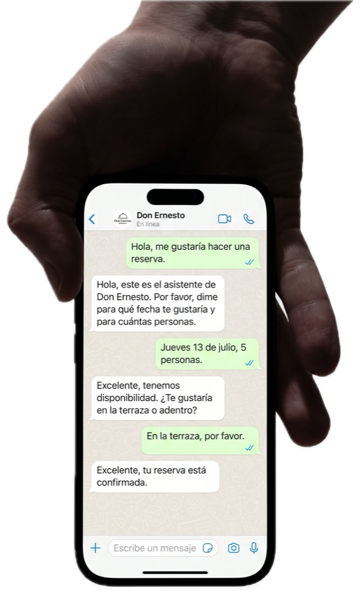 Confirmación de una reserva recibida en el teléfono del cliente