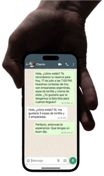Recordatorio automático de una reserva en el teléfono del cliente